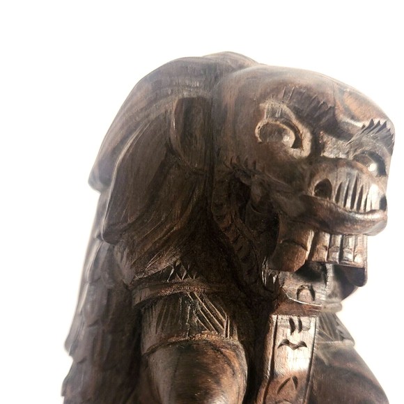 Hand Carved Black Wood Foo Dog Fu Dog Dragon Priestess Fertility Goddess 4.75" - Picture 2 of 12